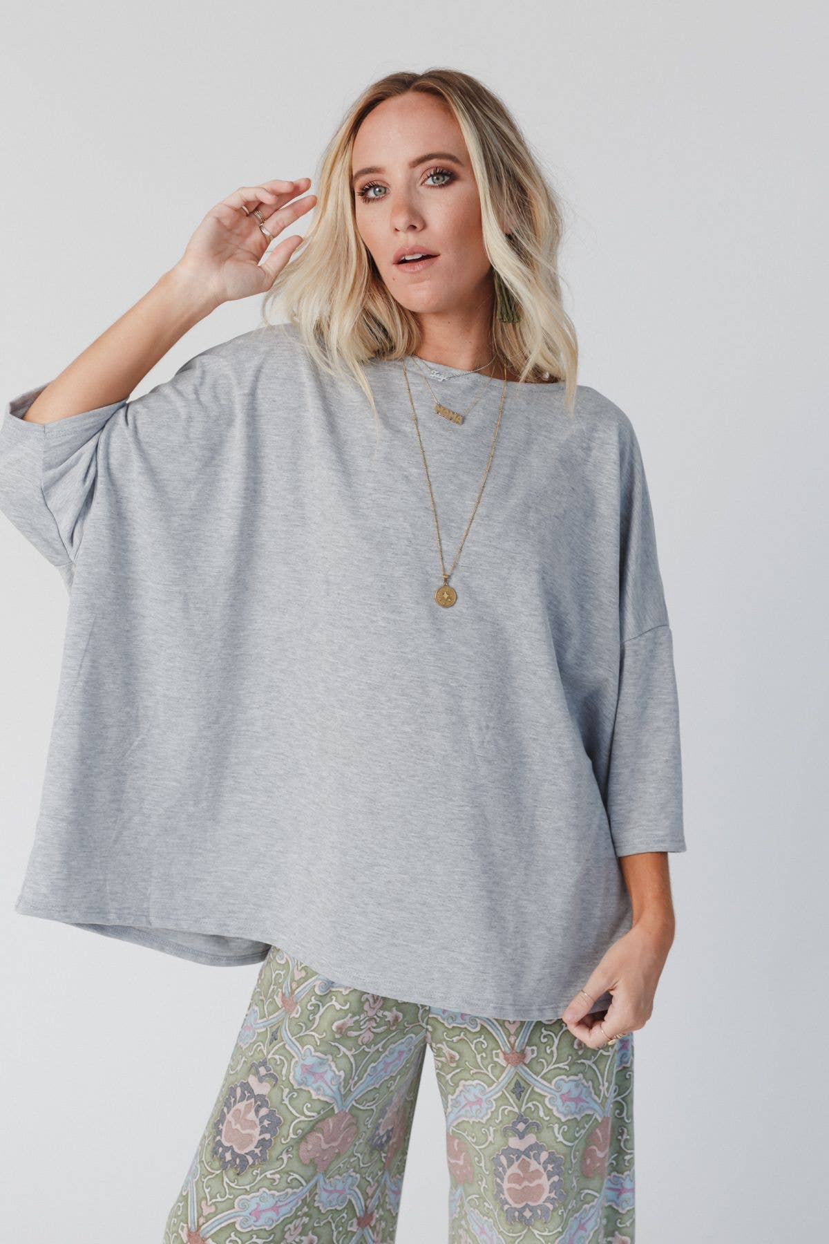 Cozy Cool Oversized Tee - Heather Gray