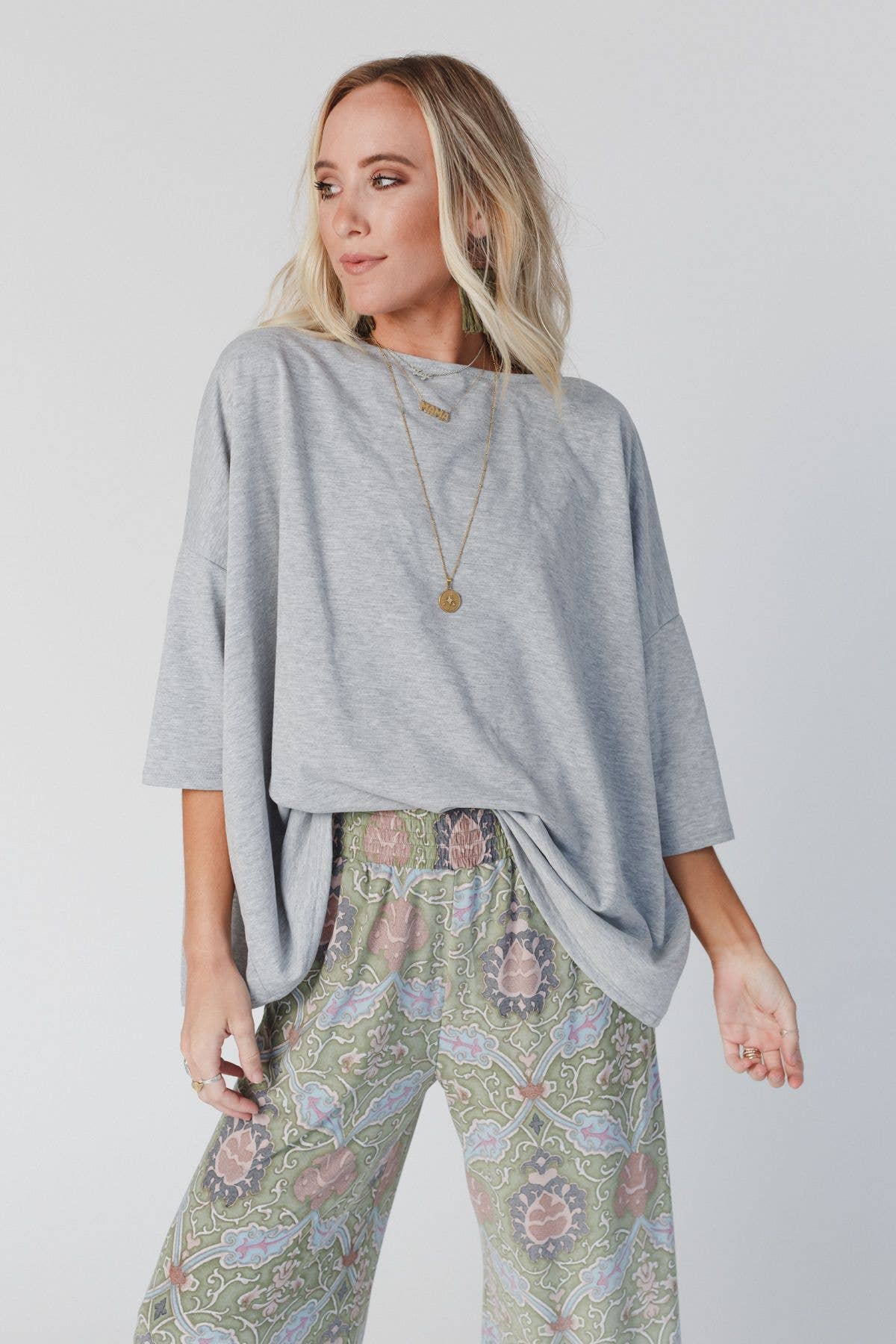 Cozy Cool Oversized Tee - Heather Gray