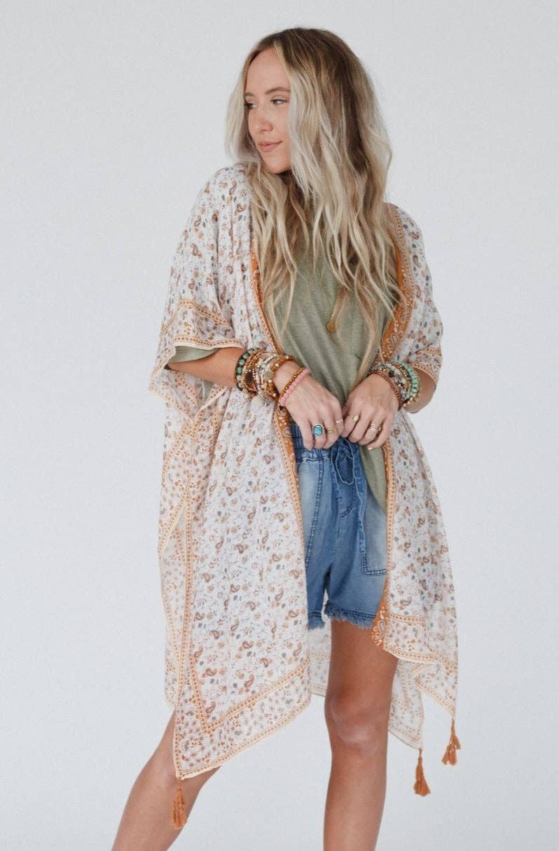 Oh Hey Floral Kimono - Camel