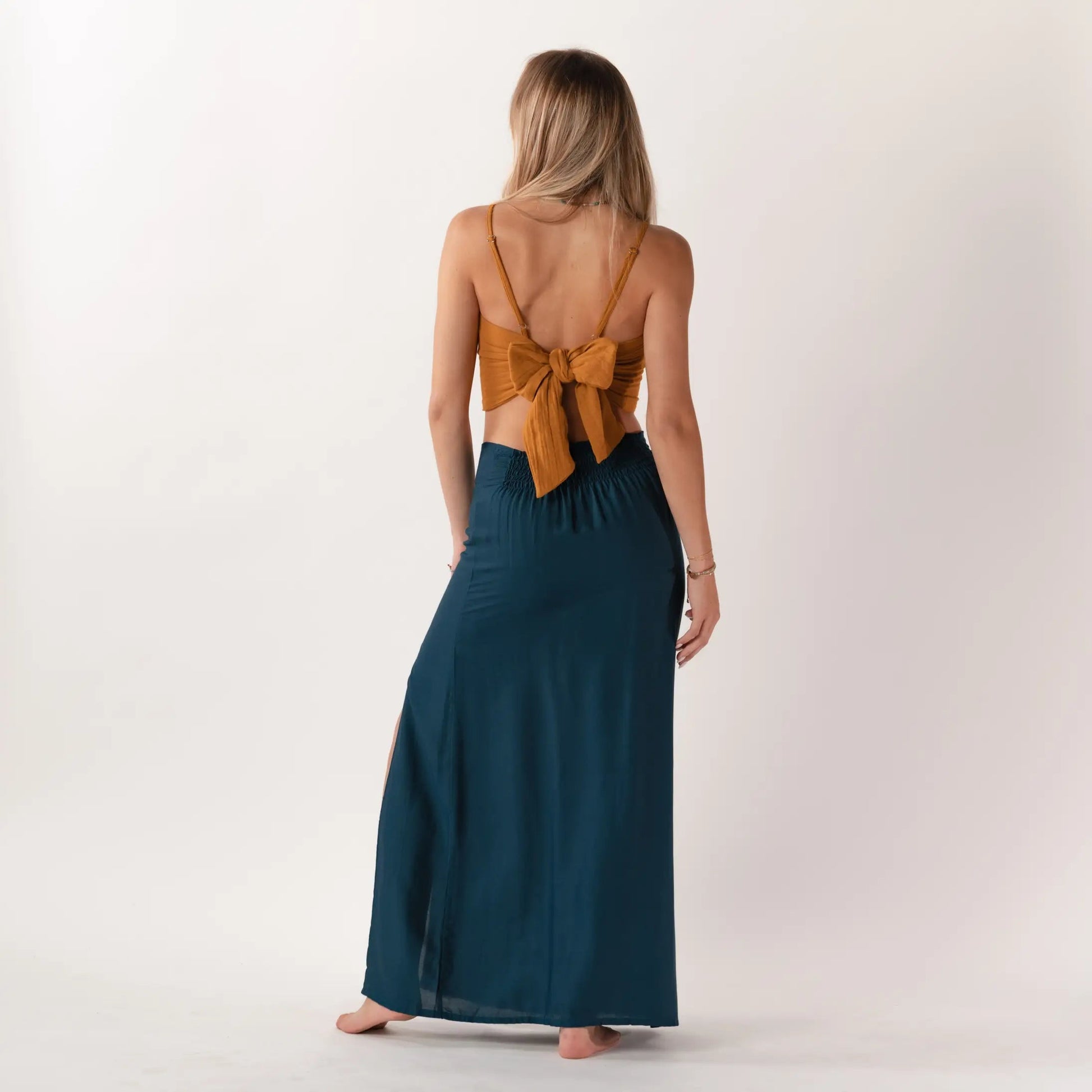 Deep Teal Maxi Skirt Opal Tides