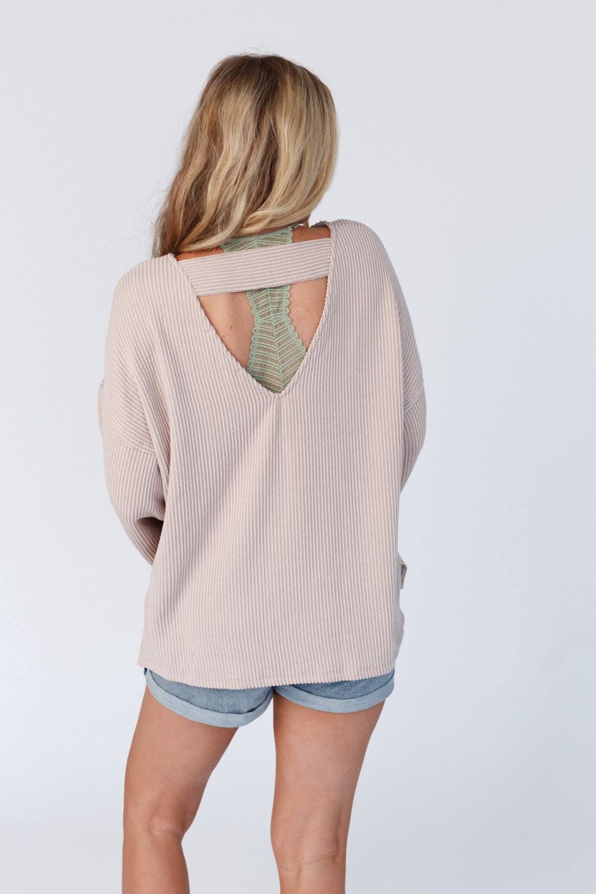 Love It Round Neckline Textured Top - Oat