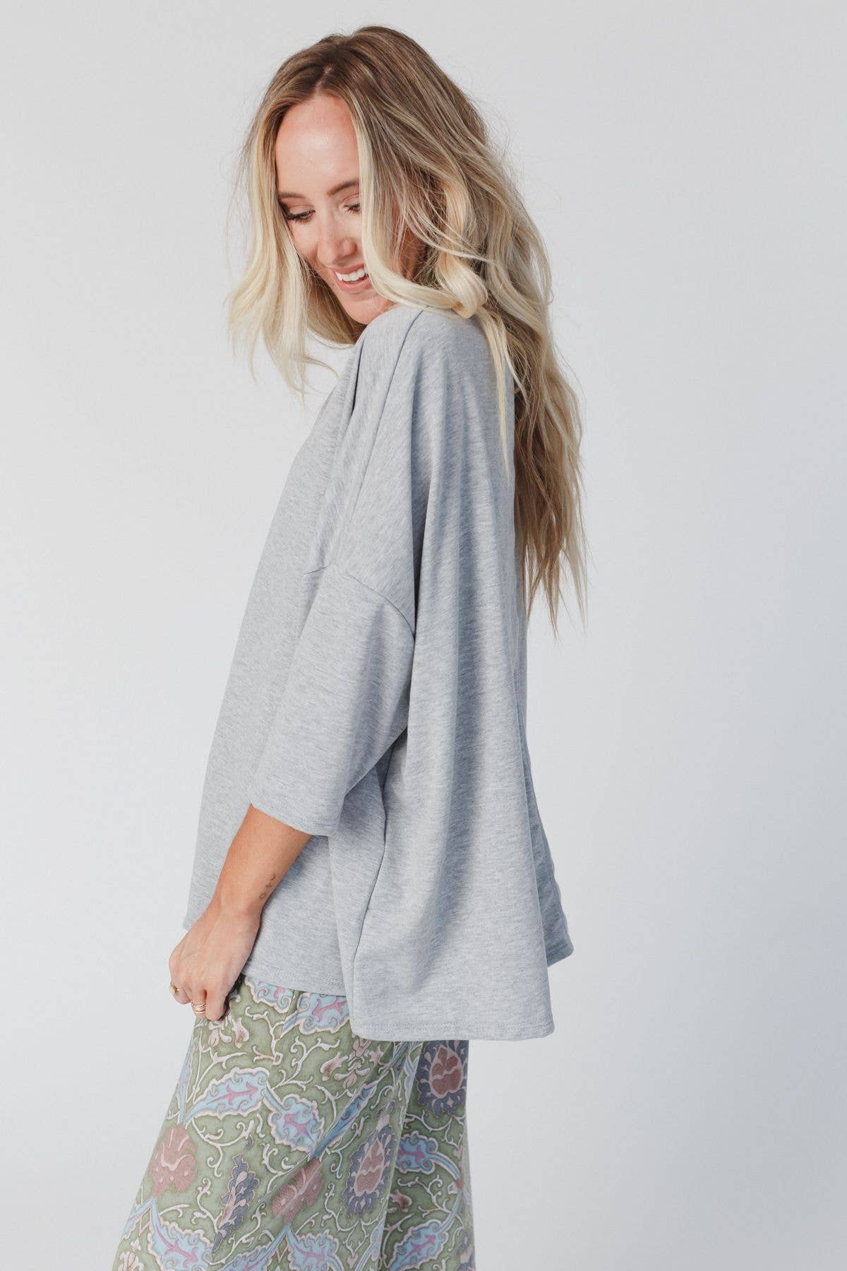 Cozy Cool Oversized Tee - Heather Gray