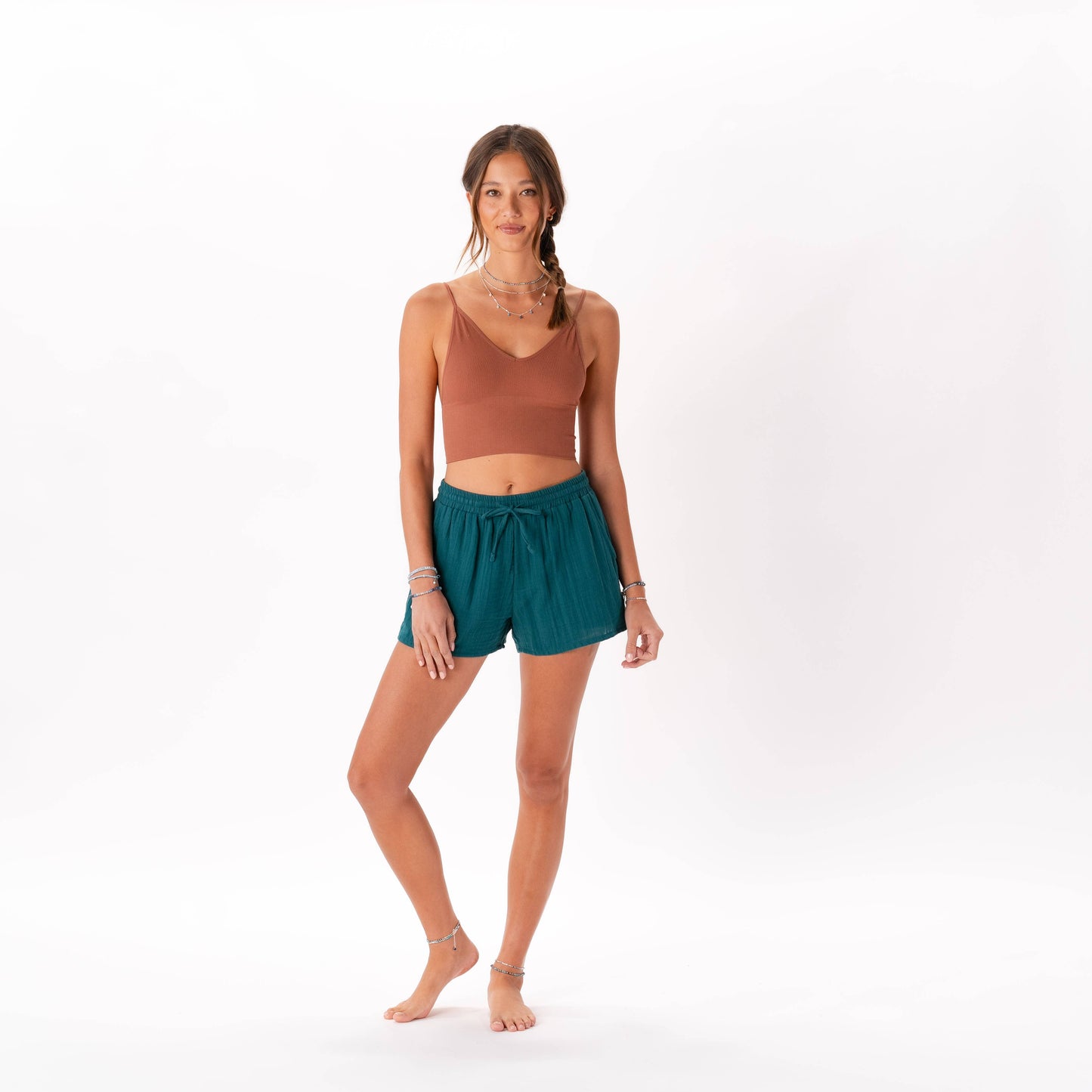 Verdigris Cotton Cabana Shorts